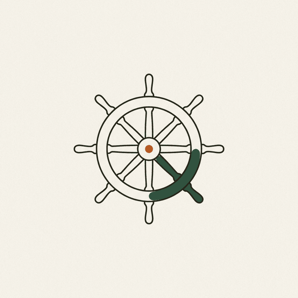 Illustration of a ship's helm wheel