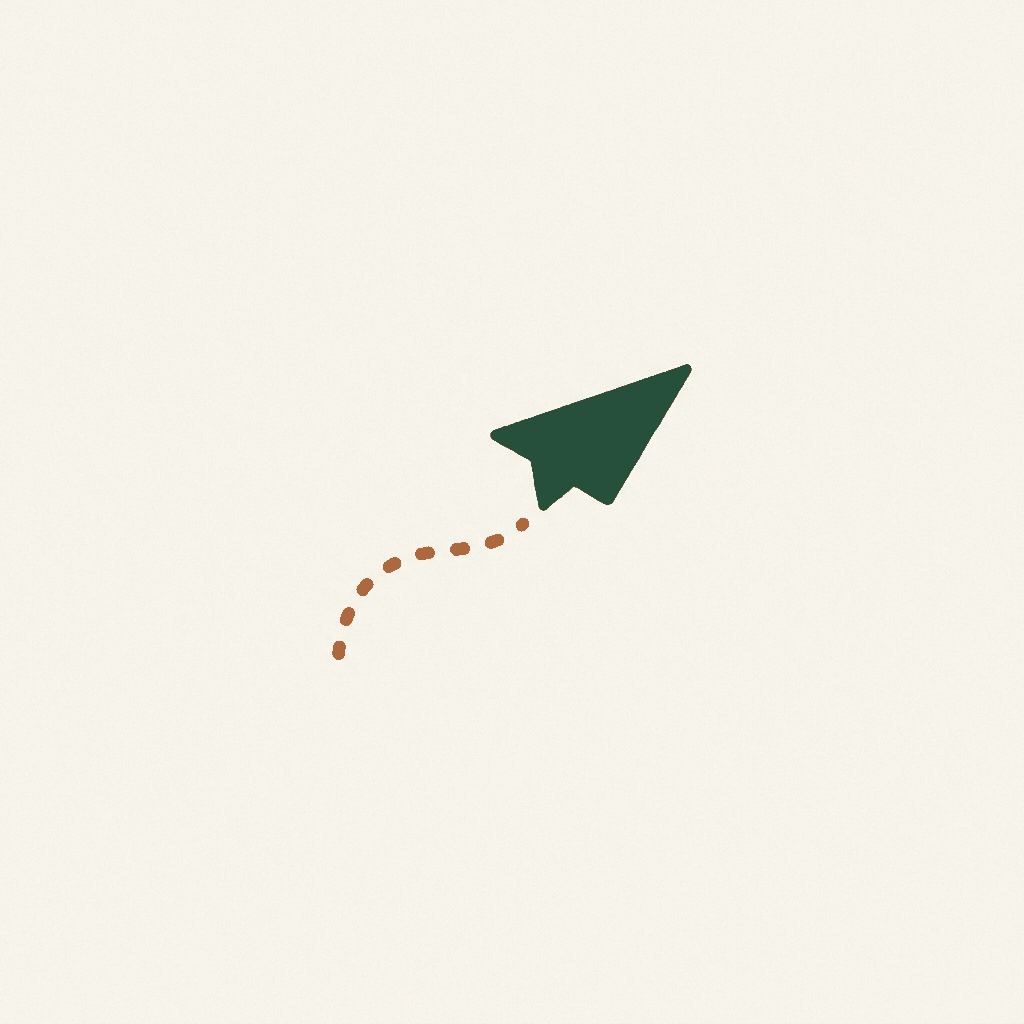 Illustration of a green paper dart in flight with a dotted trail